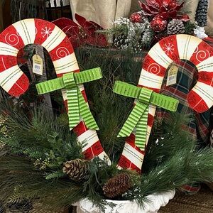 Candy Cane Set of 2 Metal Stakes Holiday Decor